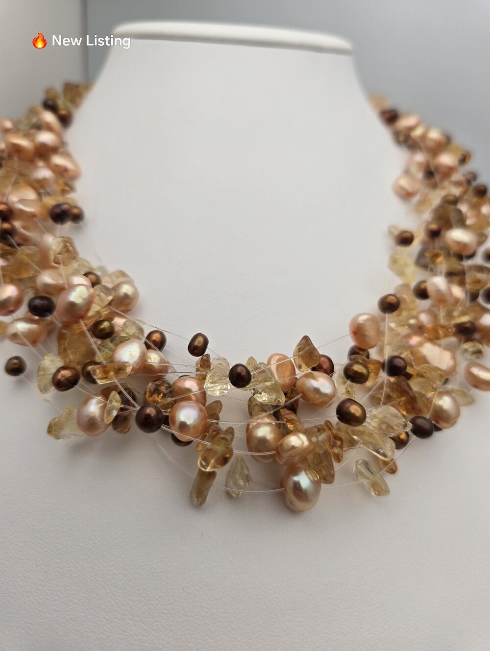 Camrose & Kross JBK Jacqueline Kennedy Freshwater Pearl Cluster Necklace 17"